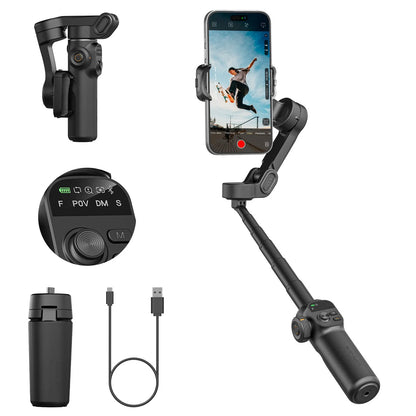 AOCHUAN Smart X2 – 3-Axis Smartphone Gimbal with Extension Pole & LED Display