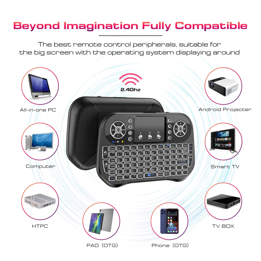Wireless Mini Keyboard Flight Mouse – Backlit + Bluetooth 2.4G
