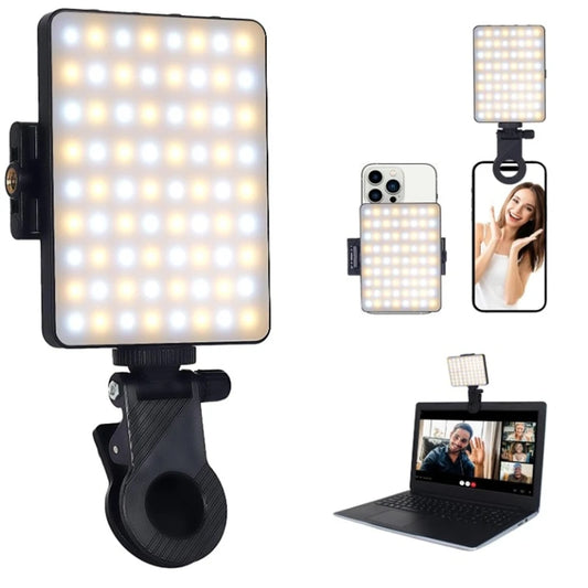 Maerknon LED Fill Light – 3 Modes, Rechargeable Clip-On for Phone & Laptop