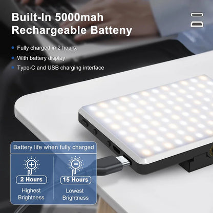 Maerknon LED Fill Light – 3 Modes, Rechargeable Clip-On for Phone & Laptop